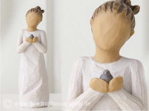 Willow Tree Nurture Figur mit blauem Vogel